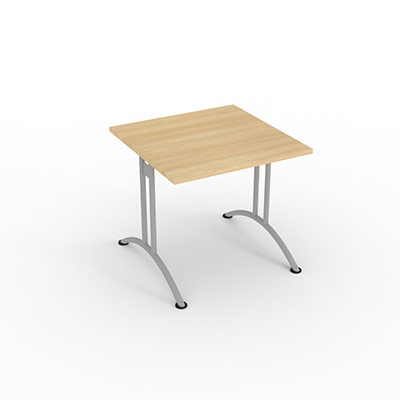 Table rectangulaire  dgagement latral - 80 x 80 cm - plateau chne clair - finitions aluminium