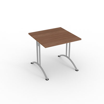 Table rectangulaire  dgagement latral - 80 x 80 cm - plateau noyer ambr - finitions aluminium