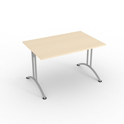 Table rectangulaire  dgagement latral - 120 x 80 cm - plateau rable - finitions aluminium