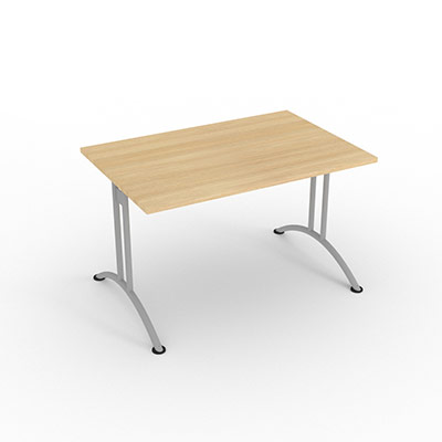 Table rectangulaire  dgagement latral - 120 x 80 cm - plateau chne clair - finitions aluminium