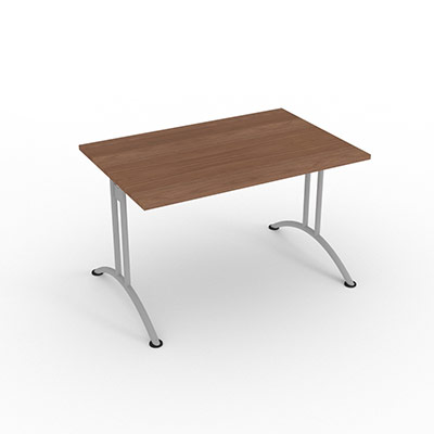 Table rectangulaire  dgagement latral - 120 x 80 cm - plateau noyer ambr - finitions aluminium