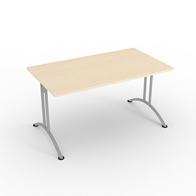 Table rectangulaire  dgagement latral - 140 x 80 cm - plateau rable - finitions aluminium