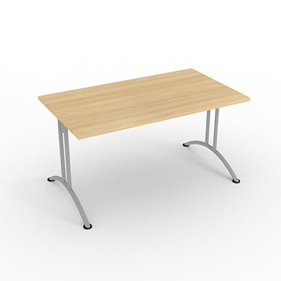 Table rectangulaire  dgagement latral - 140 x 80 cm - plateau chne clair - finitions aluminium