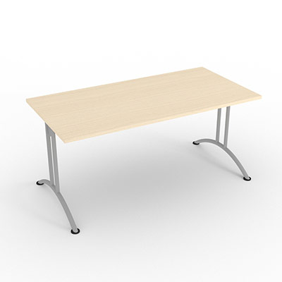 Table rectangulaire  dgagement latral - 160 x 80 cm - plateau rable - finitions aluminium