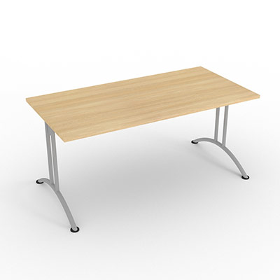 Table rectangulaire  dgagement latral - 160 x 80 cm - plateau chne clair - finitions aluminium
