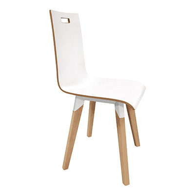 Chaise de restauration en bois Evasion - blanc et htre - 4 pieds bois