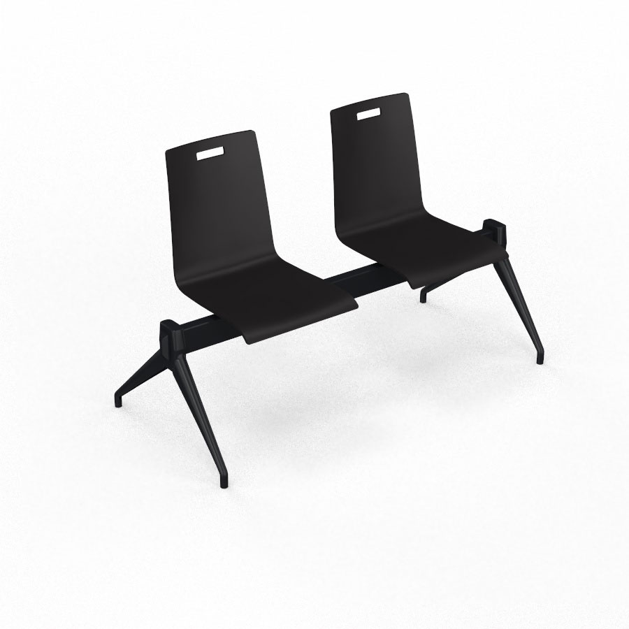 Poutre Evasion 2 places - poutre structure mtal lisse noir - assise htre multipli teint noir