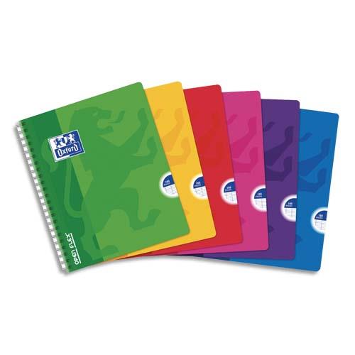 Cahier Oxford Openflex  spirales - 17 x 22 cm - 96 pages - couverture polypro - grands carreaux - indchirable - ouverture 360