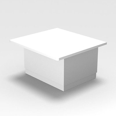 Module de banque d'accueil Guest d'extr�mit� gauche pour personnes � mobilit� r�duite H 74 x L 125 x P 125 cm corps d�cor blanc neige habillage d�cor blanc neige