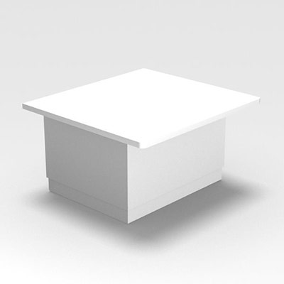 Module de banque d'accueil Guest d'extr�mit� droite pour personnes � mobilit� r�duite H 74 x L 125 x P 125 cm corps d�cor blanc neige habillage d�cor blanc neige