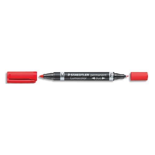 Marqueurs STAEDTLER LUMOCOLOR permanents double pointe - rouge