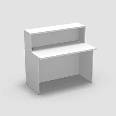 Module de banque d'accueil Come In droit avec rhausse H 111 x L 120 x P70 cm dcor blanc pastel - quip de 2 obturateurs diamtre 60 cm