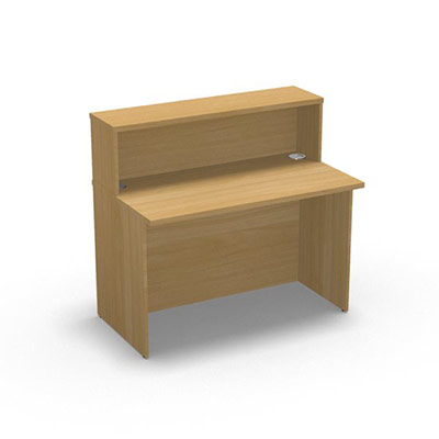Module de banque d'accueil Come In droit avec rhausse H 110 x L 120 x P70 cm dcor htre naturel - quip de 2 obturateurs diamtre 60 cm