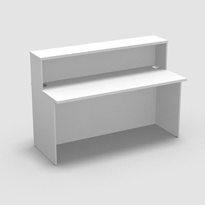 Module de banque d'accueil Come In droit avec rhausse H 110 x L 160 x P70 cm dcor blanc pastel - quip de 2 obturateurs diamtre 60 cm