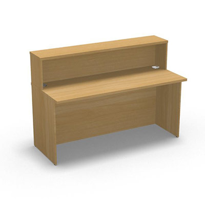 Module de banque d'accueil Come In droit avec rhausse H 110 x L 160 x P70 cm dcor htre naturel - quip de 2 obturateurs diamtre 60 cm
