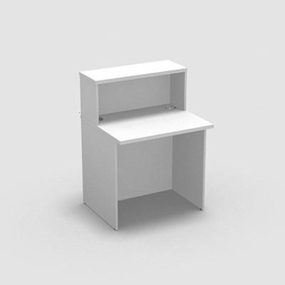 Module de banque d'accueil Come In droit avec rhausse H 110 x L 80 x P70 cm dcor blanc pastel - quip de 2 obturateurs diamtre 60 cm