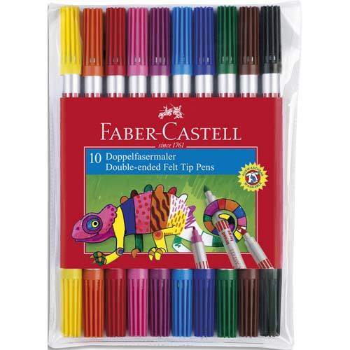 Pochettes de 10 feutres de coloriage Faber-Castell - double pointe fine et moyenne - coloris assortis
