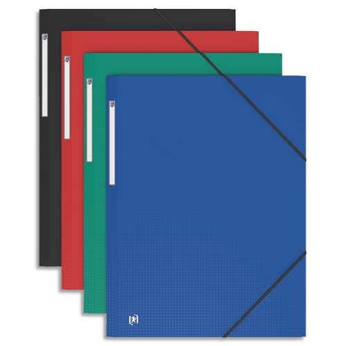 Chemise 3 rabats et lastique Elba - format A3 33 x 43 cm -  polypropylne 7/10e - coloris assortis
