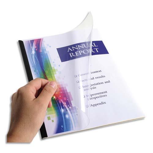 Chemise de pr�sentation pour reliure manuelle avec baguette Serodo - transparente - boite de 10