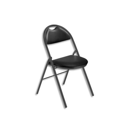 Chaise pliante CONFORT finition vinyle noir