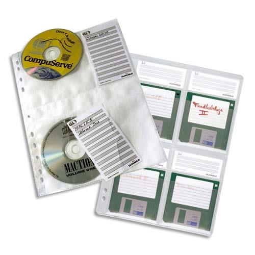 Jeu de 5 pochettes plastifi�es pour CD/DVD - capacit� 5 x 4 CD/DVD