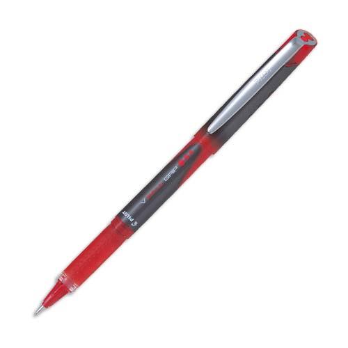 Stylo roller Pilot V-Ball Grip - pointe mtal - 1 mm - encre liquide rouge + rgulateur de dbit