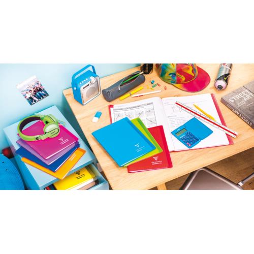 Cahier piqre Clairefontaine - 17x22 cm - 96 pages - seys - couvertures transparentes assorties