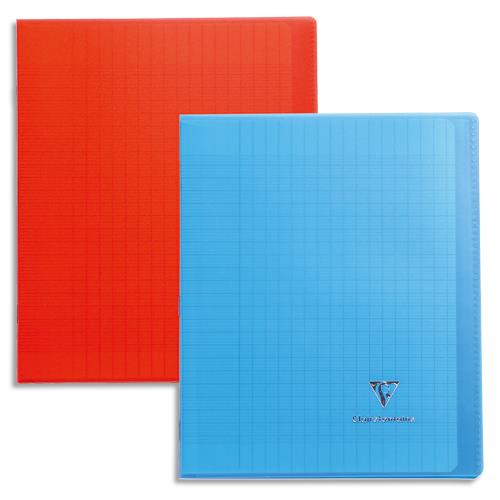 Cahier piqre Clairefontaine - 21x29,7 cm - 96 pages - seys - couvertures transparentes assorties