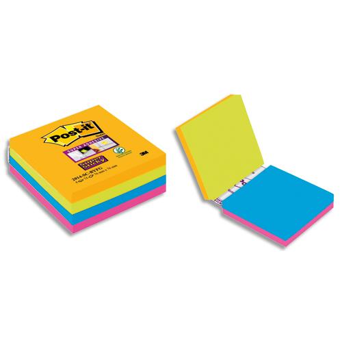 Cube Post-it Super Sticky Easy Select - 76 x 76 mm - 4 blocs amovibles de 74 feuilles - coloris non