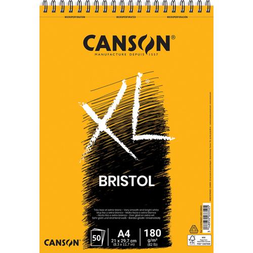 Bloc de 50 feuilles de papier dessin Canson XL Bristol - papier extra blanc et trs lisse  - 180g - A4