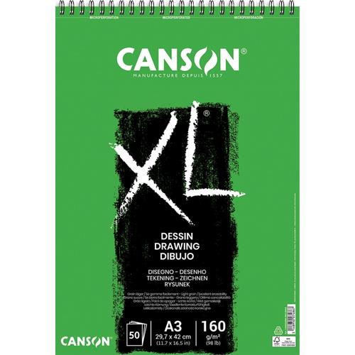 Bloc de 50 feuilles de papier dessin Canson XL Dessin - papier blanc pour gommages rpts  -160g - A3