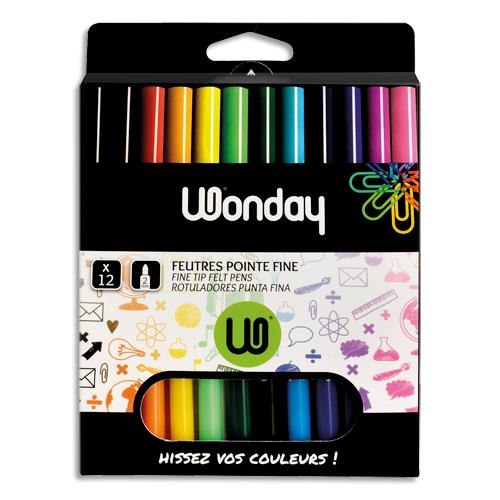 Feutres pointe fine assortis - pochette de 12