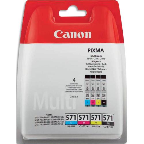 Pack jet d'encre Canon CLI-571 cyan/magenta/jaune/noir