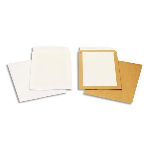 Pochettes blanches auto-adhsives dos cartonn - 250 x 353 mm - 120g - bote de 100