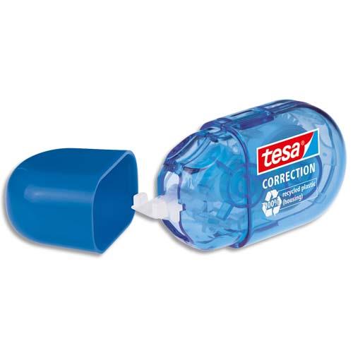 Mini roller de correction Tesa ecoLogo - plastique recycl - 6 m x 5mm - bleu