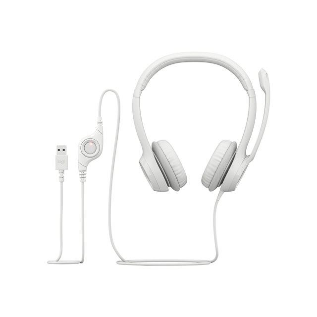 Logitech H390 - Micro-casque - sur-oreille - filaire - USB-A - blanc cass