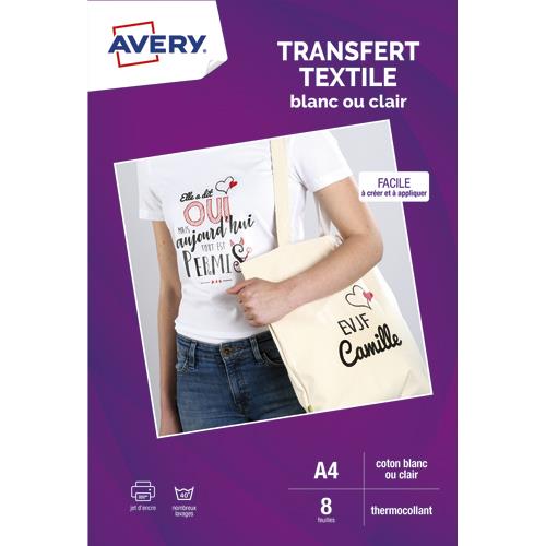 Feuilles de transferts Avery pour T-shirt noir ou fonc - bote de 4 feuilles