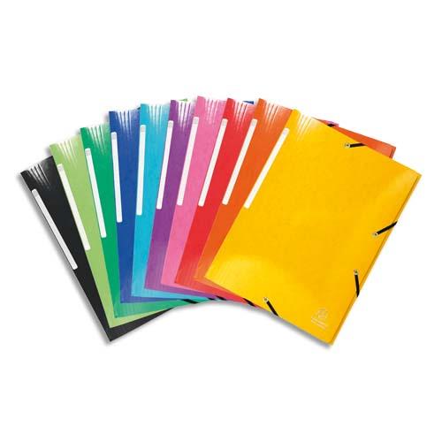 Chemise 3 rabats  lastiques Exacomota Iderama - en carte pellicule 7/10e - coloris assortis