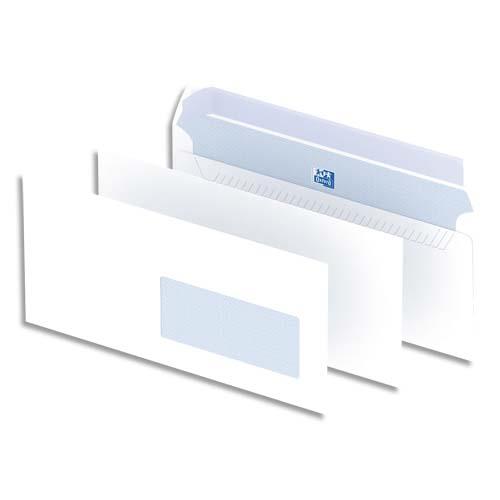 Enveloppes 110x220 Oxford - fentre 35x100 - blanches - auto-adhsives - 90g - bote de 500