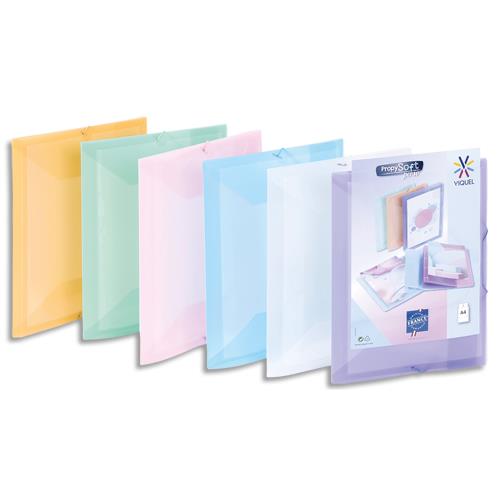 Chemise 3 rabats et lastique personnalisable Viquel Propysoft - polypro 5/10e - A4 - coloris assortis