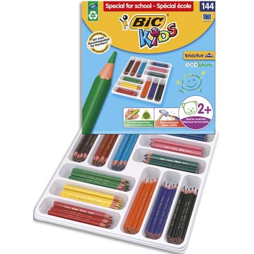 Pack de 144 crayons de couleurs Evolution triangle Bic - couleur assorties