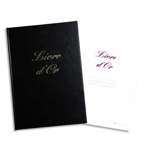 Livre d'Or - format  21x29,7cm - 148 pages - couverture aspect cuir coloris noir - frappe or en creux  chaud