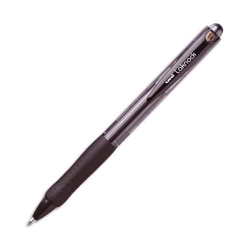 Stylo  bille rechargeable Uniball Laknock - pointe large rtractable - encre noire - corps grip