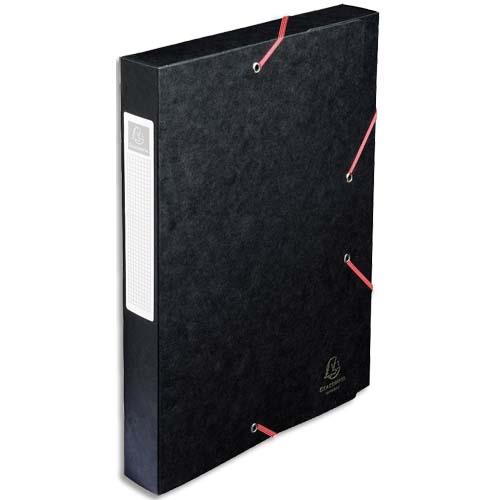 Bo�te de classement Cartobox - 3 rabats et �lastiques - carte 7/10e - dos 40 mm - noir