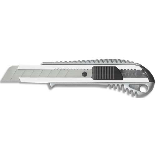 Cutter tout mtal pour lame de 18mm, prise en main ergonomique, bouton pressoir autobloquant