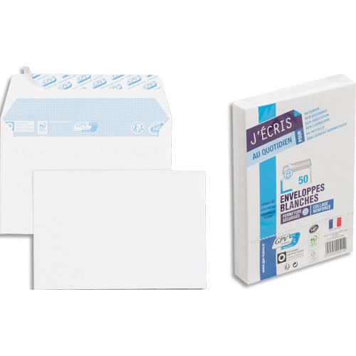 Enveloppes 114x162 GPV - blanches - auto-adhsives - 75 g - paquet de 50