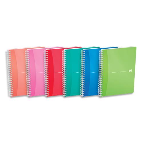 Cahier Oxford My Colours - reliure spirales - A5 - 180 pages - petits carreaux - couvertures polypro assorties