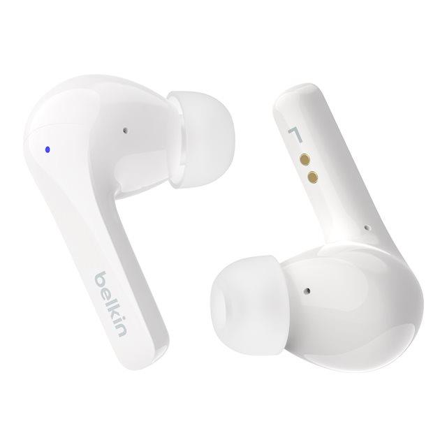 Belkin SoundForm Motion - couteurs sans fil avec micro - intra-auriculaire - Bluetooth - Suppresseur de bruit actif - isolation acoustique - blanc