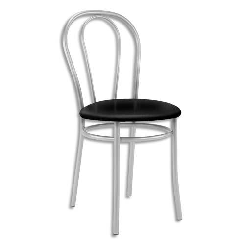 Chaise collectivit Tulipan - noir - structure alu - assise simili cuir.