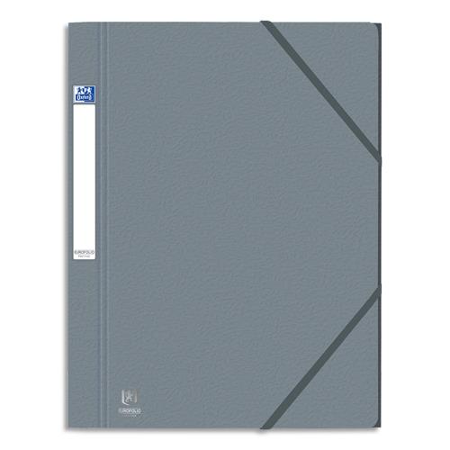 Chemise 3 rabats et lastique Eurofolio Prestige - en carte graine 7/10e - format 24 x 32 cm - gris